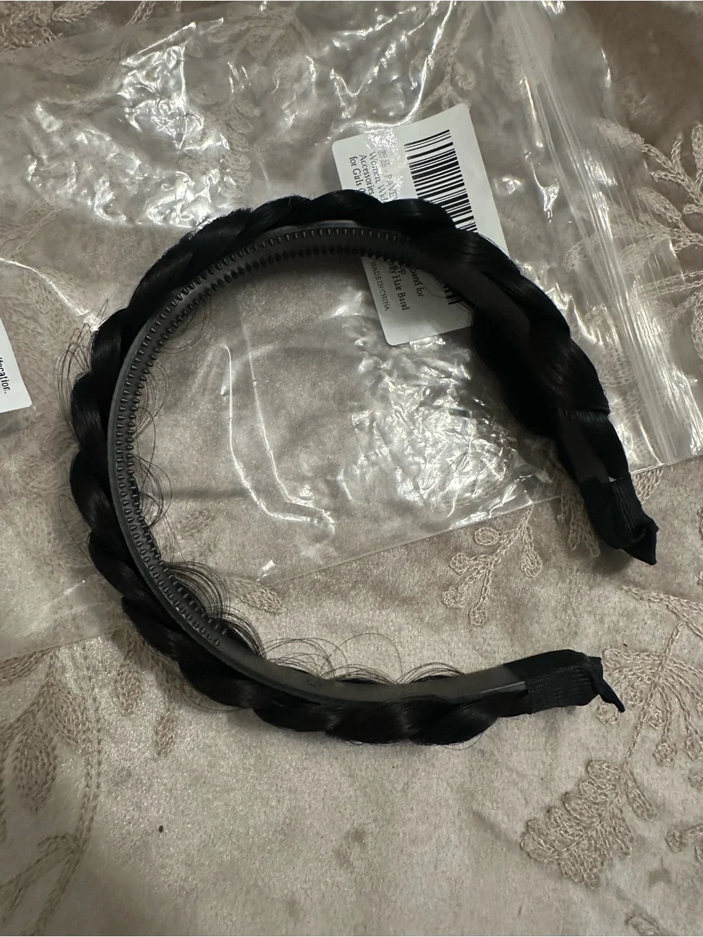Black Braided Synthetic Hair Headband for Women